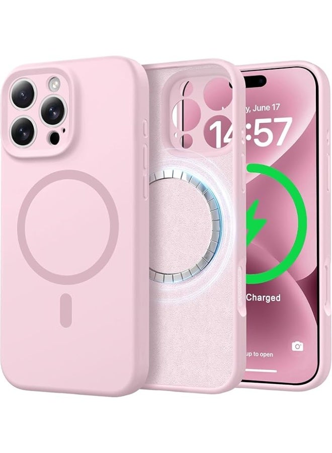 Liquid Silicone Cover For iPhone  16 Pro , Silky Soft Touch, Anti-Scratch Shockproof Protective Case with Microfiber Lining For iPhone 16 Pro - Light Pink